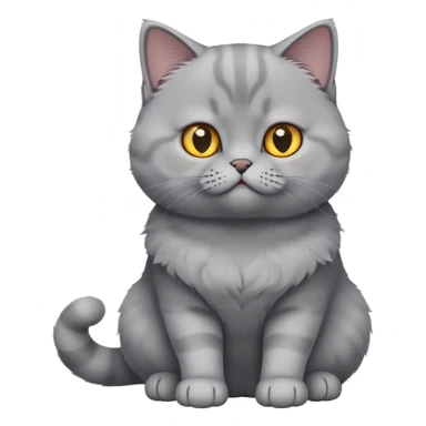 cinematic-[British shorthair cat]-realistic-full-body-sitting-emoji,-tail-curled-playfully-around-its-paws,-head-tilted-dramatically,-fluffy-[grey]-fur,-simplified-yet-hilariously-adorable-features,-highly-detailed,-glowing-with-an-almost-sarcastic-glow sticker