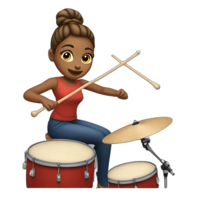 One hair bun girl playing drums sticker