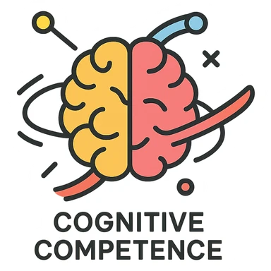 cognitive competence logo, creative brain illustration, dynamic lines, innovative, professional, suitable for education or consulting sticker