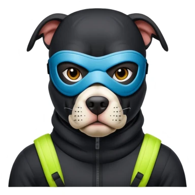 A black pitbull wearing a Nike ski mask sticker