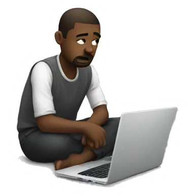 sad person with laptop sticker