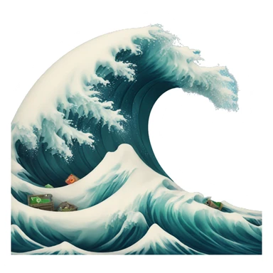 Wave with  waste floating sticker