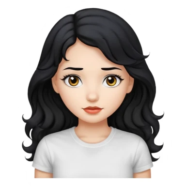 Beautiful girl,Black hair,wavy hair long hair,Black eyes, white T-shirt sticker
