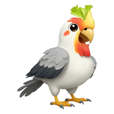 cockatiel bird holding salad sticker
