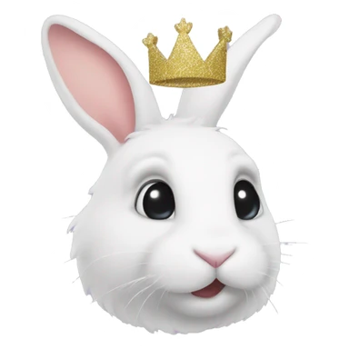 White rabbit with a glitter crown  sticker