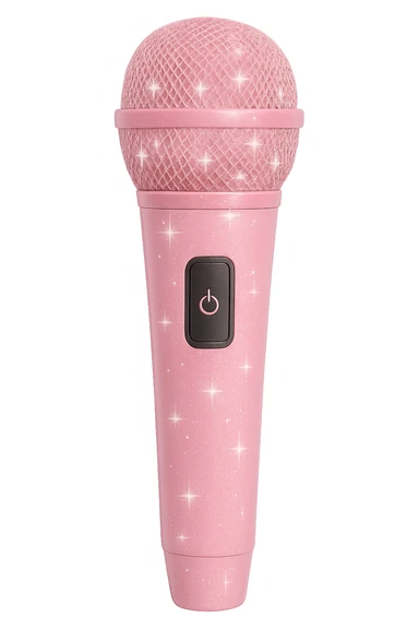 pink kpop idol microphone with sparkles, stylish sticker