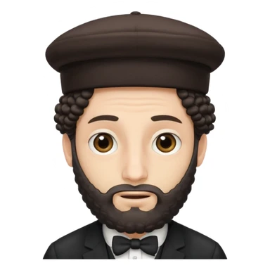 Hasidic Jewish man emoji, wearing a kippa, with curly side locks, neutral expression, simple background sticker