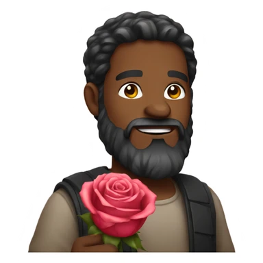 Bearded man holding rose sticker