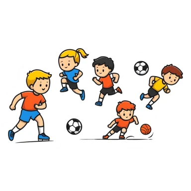 children playing sports sticker
