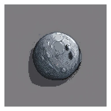 pixel art planet Mercury, gray rocky planet with small craters, black background sticker