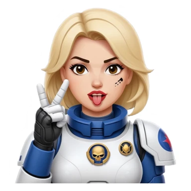 woman space marine crossed out middle finger and face with tongue out wink eye sticker