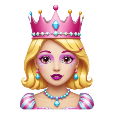 queen of the candyland, with candy makeup and just face sticker