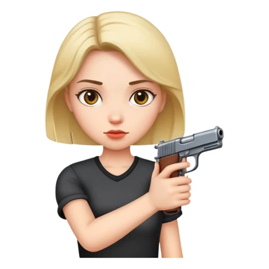 a girl holding a gun sticker