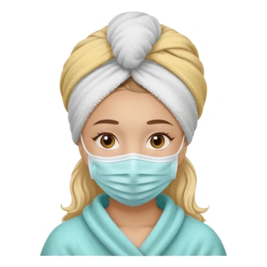 Face cleanser girl with mask and towel on her hair sticker