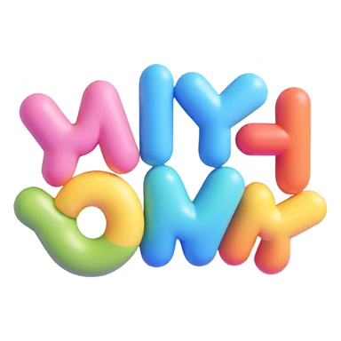 Make the letters TY appear as 3D lettering in a playful, bubbly 3D style with soft, rounded, inflated letterforms and a gentle shadow. Keep the modern iOS icon look with rounded corners and a flat color background for a fun effect. sticker