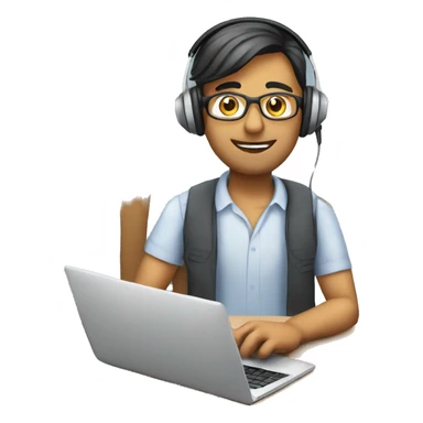 an indian online maths tutor teaching through the laptop wearing a headset sticker