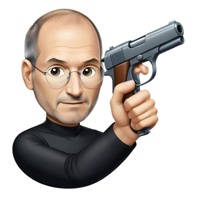 Steve Jobs pointing a fake gun  sticker