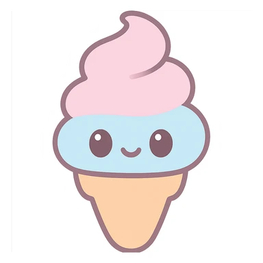 kawaii style pastel ice cream cone sticker