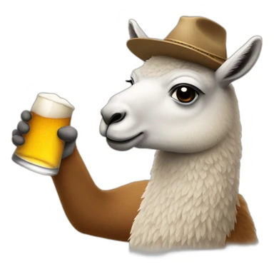 Lama who is drinking a beer with a hat on  sticker