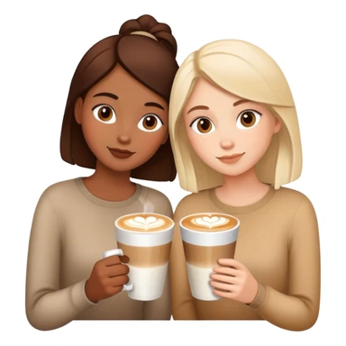 3 girls drinking latte sticker