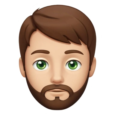 a boy with brown hair, with bluey green eyes, a little bit of beard sticker