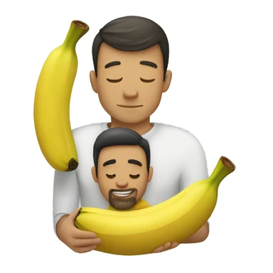 Banana cuddling a Dad Apple sticker