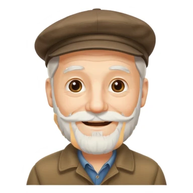 Old man white beard wearing a flat cap sticker