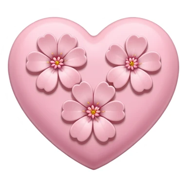 heart with single sakura flower sticker