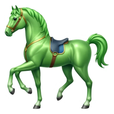 Green horse stands up with two feets facing left  sticker
