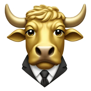 golden wall street bull portrait mascot  sticker