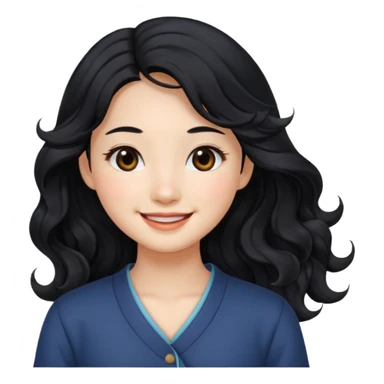 Beautiful girl,Black hair,wavy hair，long hair,Black eyes,Chinese sticker