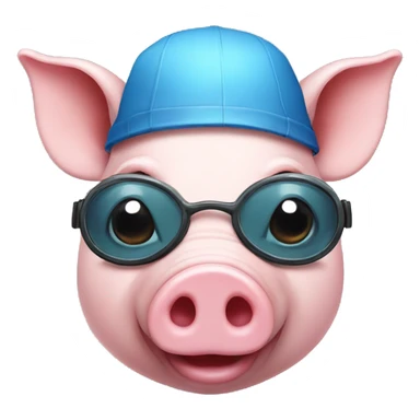 Head of a pig with a swimming cap and goggles sticker