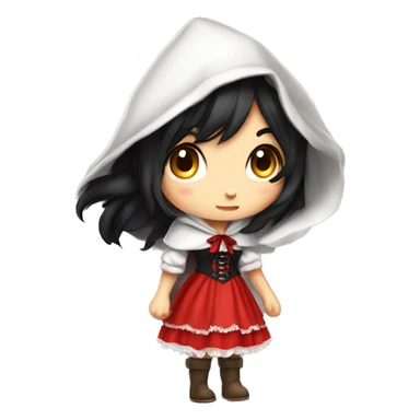 Little Red Riding Hood straight black hair corset and dress full body pose non-chibi sticker
