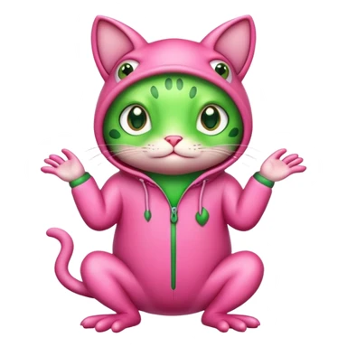 Cat in a pink frog suit sticker