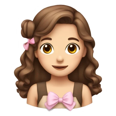 cute girl with brown hair and bows on them sticker