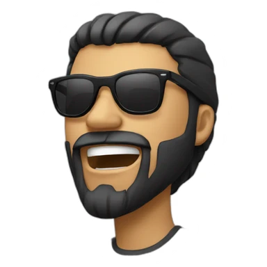 black haired man with a beard and sunglasses yelling sticker