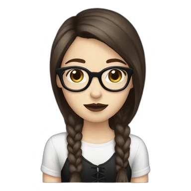 Tall-white-goth-girl-brown-hair-with-glasses sticker