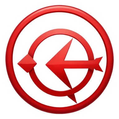 Red hollow circle with a tilted arrow going through it sticker