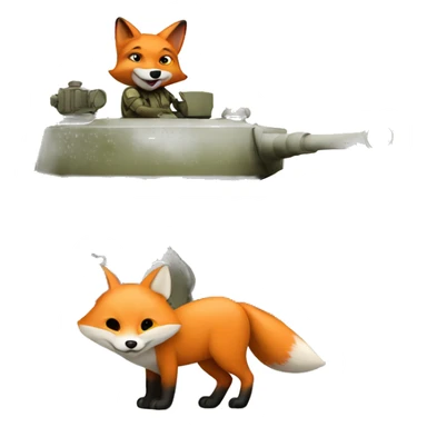 Fox driving a tank sticker