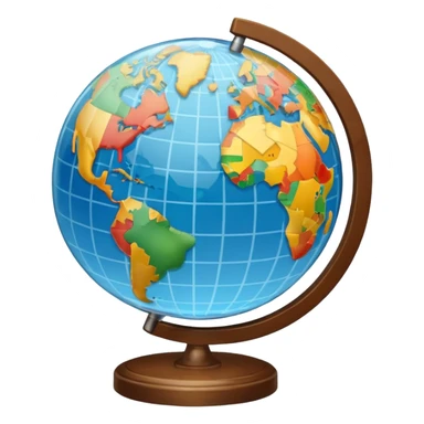 globe with letters A, Б, 文, حرف around it sticker