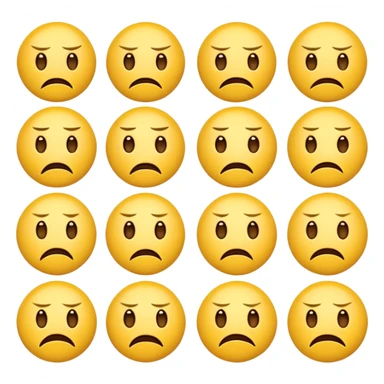 Create emoticons for me with a face in different emotions, these are supposed to be those yellow round faces that are on the keyboard sticker