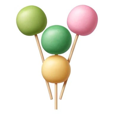Japanese dango with three colorful rice balls on a stick, traditional hanami dango with pink, white, and green colors sticker
