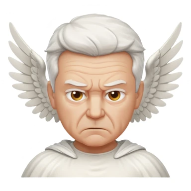 Angry older white male Italian animated angel sticker