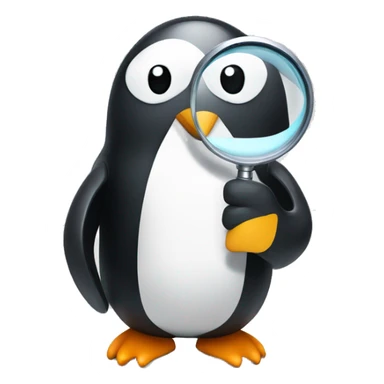 penguin holding a magnifying glass sticker