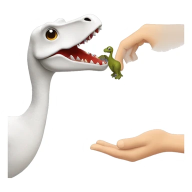 Goose hodin hand with a t-rex sticker
