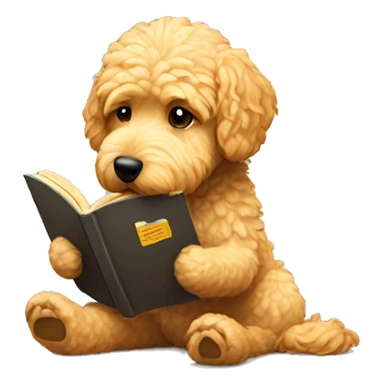 Mini Golden doodle reading sticker