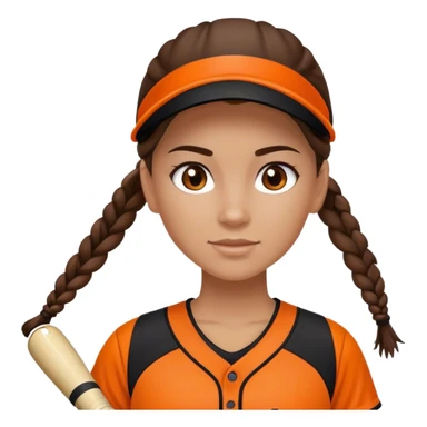 Softball player braids brunette black and orange kit sticker