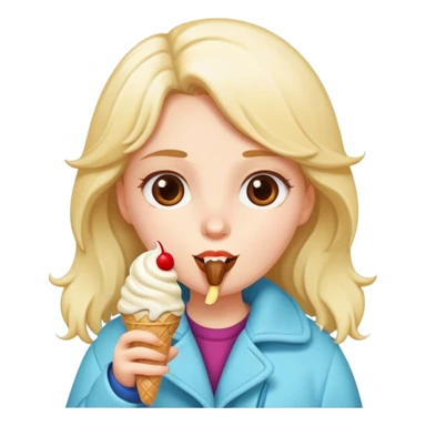 girl wearing winter coat and eating ice cream sticker
