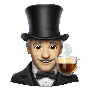 Photorealistic man A British gentleman in a monocle and a top hat with a cup of tea in his hand sticker
