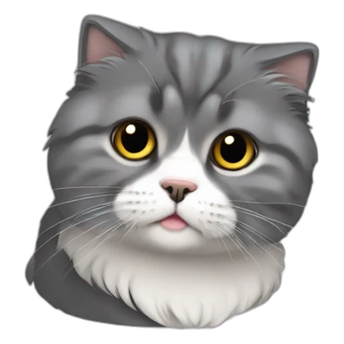 darkgray Scottish Fold Cat long hair broken ear sticker